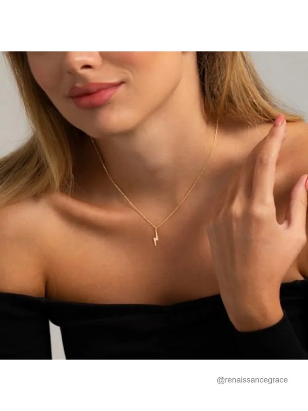 14k Gold Plated Lightning Bolt Pendant Necklace for Women Dainty Lobster Clasp